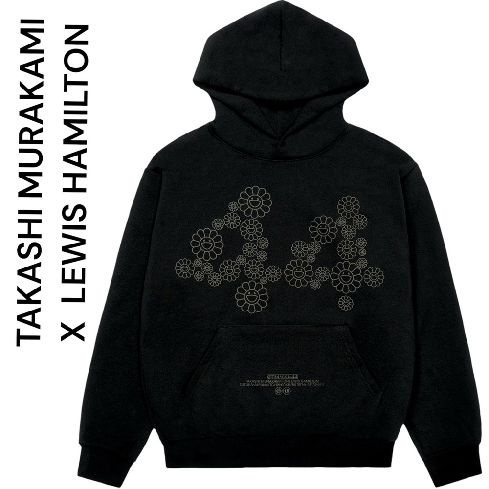 NWT Takashi Murakami x Lewis Hamilton Limited Edition +44 Flower Hoodie Black XL